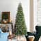 Glitzhome® 9ft Pre-Lit Green Slim Fir Artificial Christmas Tree, Multicolor LED Lights